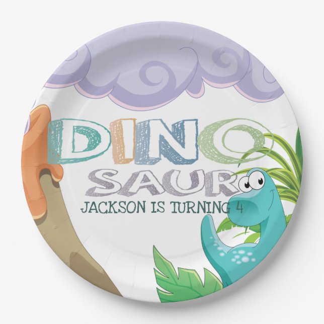 Dinosaur Birthday Party Paper Plate (Front)