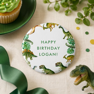 Dinosaur Birthday Party Photo 3 Cm Round Badge