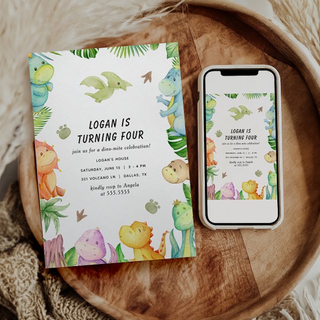 Dinosaur Birthday Party Photo Invitation (Creator Uploaded)