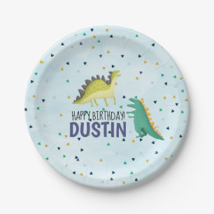Dinosaur Birthday Party Plate Blue