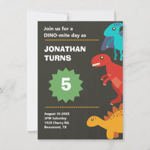 Dinosaur birthday party pun  invitation