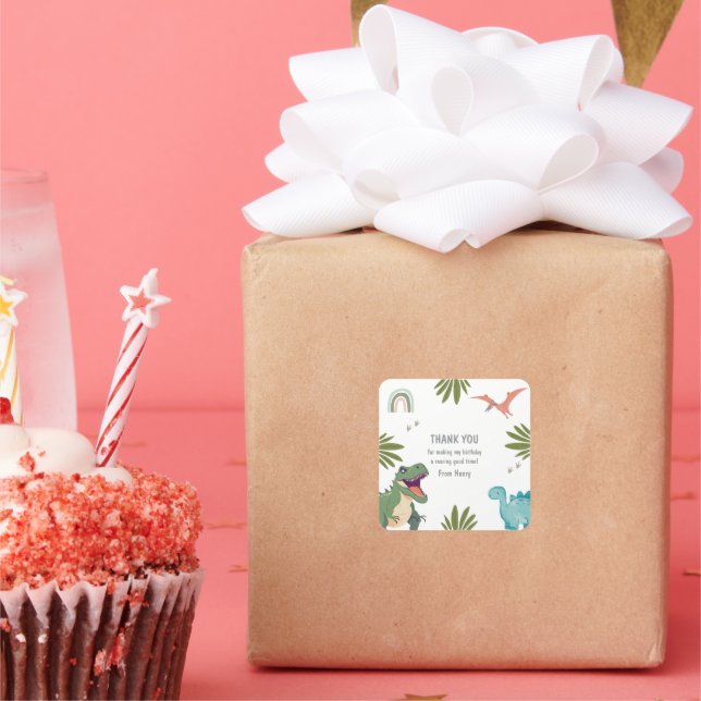 Dinosaur Birthday Party Square Sticker (Party)