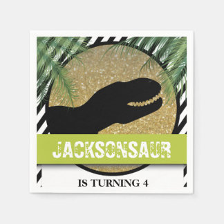 Dinosaur Birthday Party Striped Napkin