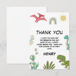 Dinosaur Birthday Party Thank You Card