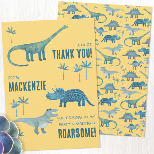 Dinosaur Birthday Party Thank You Card