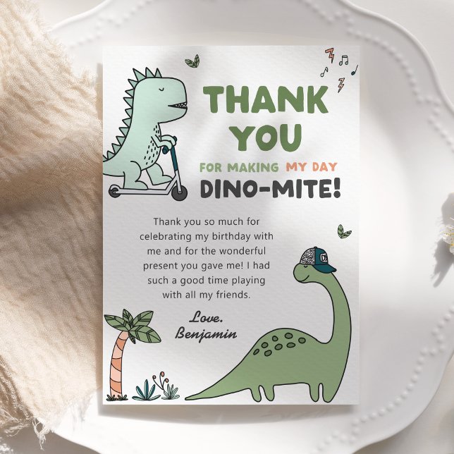 Dinosaur Birthday Party Thank you Card (Creator Uploaded)
