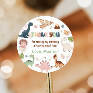 Dinosaur Birthday Party Thank You Classic Round Sticker