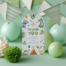 Dinosaur Birthday Party Thank You Favor Gift Tags
