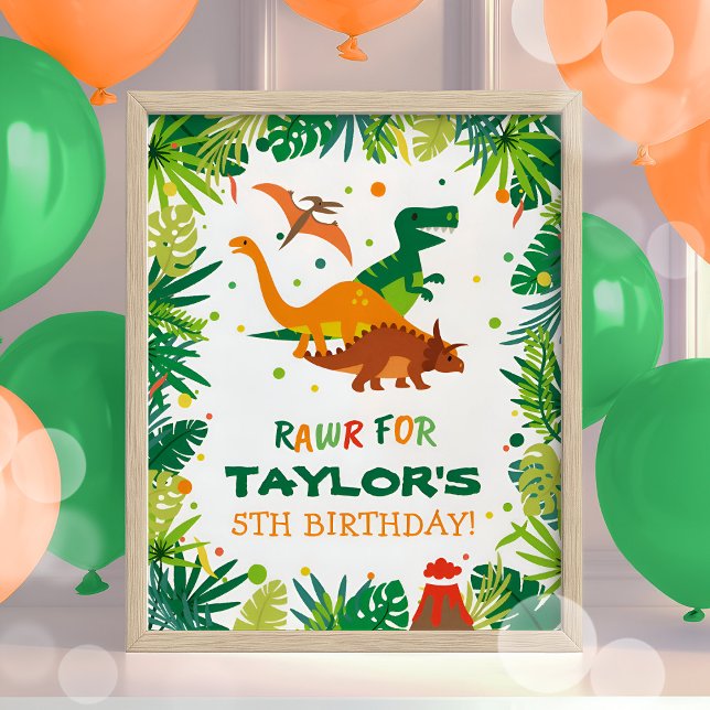 Dinosaur Birthday Party Welcome Sign Poster (Creator Uploaded)