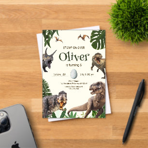 Dinosaur Birthday Party Wild Dinosaur Boys T rex Acrylic Invitations