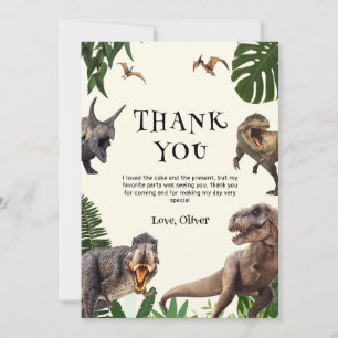 Dinosaur Birthday Party Wild Dinosaur Boys T rex Thank You Card