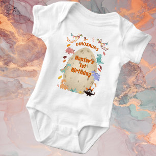 Dinosaur Birthday Party with Giant Dino Egg Baby Bodysuit