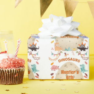 Dinosaur Birthday Party with Giant Dino Egg Wrapping Paper