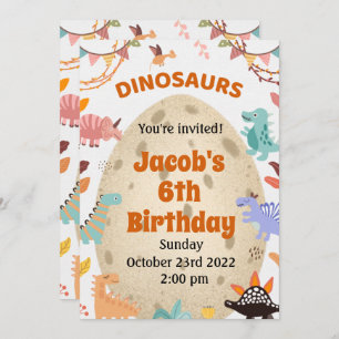 Dinosaur Birthday Party with Large Dino Egg Custom Invitation