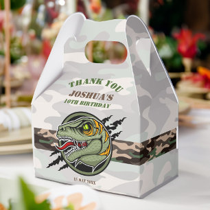 Dinosaur birthday raptor army camouflage scratch  favour box