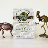 Dinosaur birthday raptor army camouflage scratch