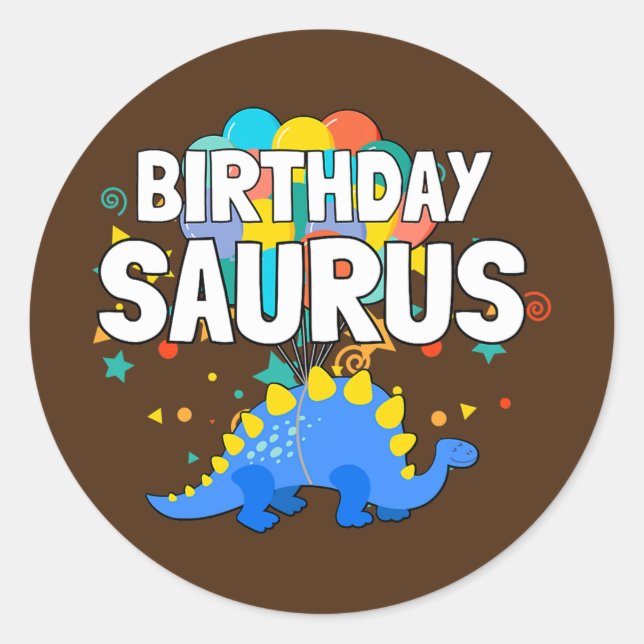 Dinosaur Birthday Saurus Boy Girl Family Matching Classic Round Sticker (Front)