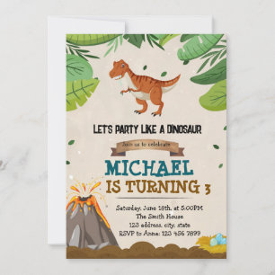 Dinosaur birthday shower invitation