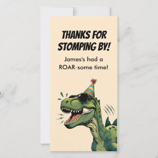 Dinosaur Birthday Thank You Card Flat Kids Party