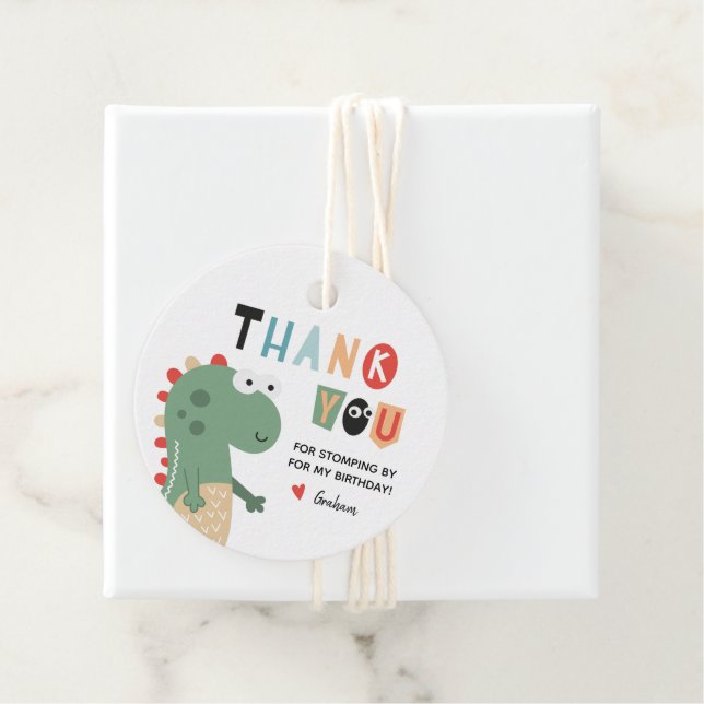 Dinosaur Birthday Thank You Favour Tags (In Situ)