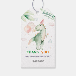 Dinosaur Birthday Thank You Gift Tags