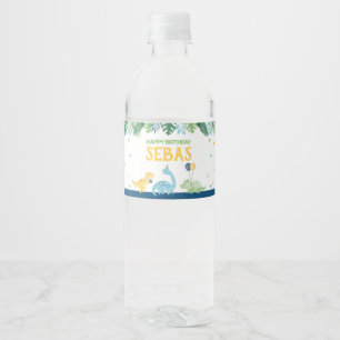 Dinosaur Birthday Water Bottle Label