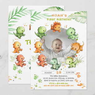 Dinosaur Birthday With Photo Option Invitation
