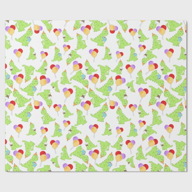 Dinosaur Birthday Wrapping Paper (Flat)