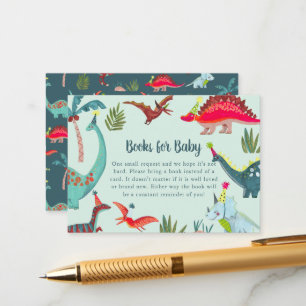 Dinosaur Blue Baby Shower Book Request Enclosure Card