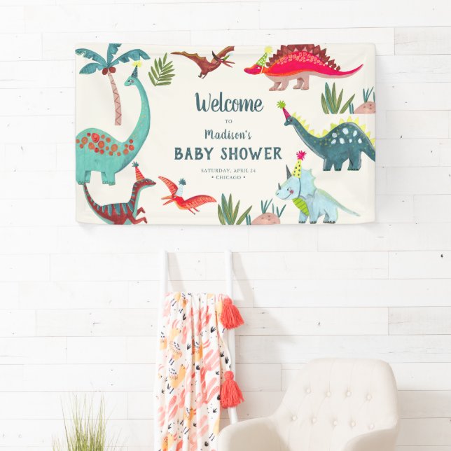 Dinosaur blue baby shower party  banner (Insitu)