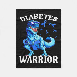 Dinosaur Blue Ribbon T1d Type 1 Diabetes Awareness Fleece Blanket
