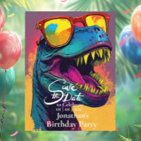 Dinosaur Blue T-Rex Save the date 
