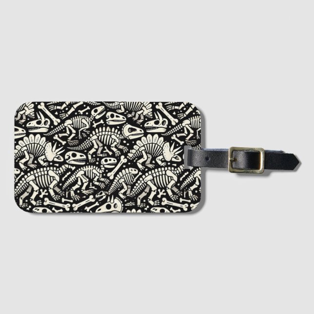 Dinosaur Bone Adventure Luggage Tag (Front Horizontal)