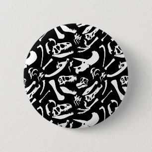 Dinosaur Bones (Black and White) 6 Cm Round Badge