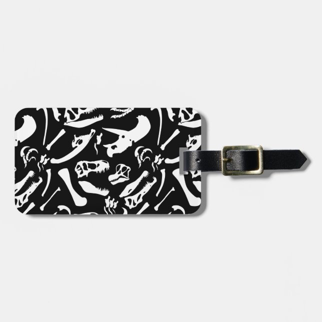 Dinosaur Bones (Black) Luggage Tag (Front Horizontal)