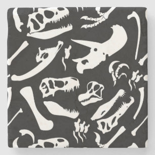 Dinosaur Bones (Black) Stone Coaster