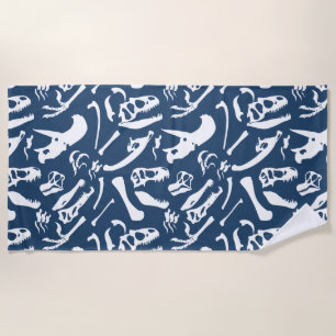 Dinosaur Bones (Blue) Beach Towel