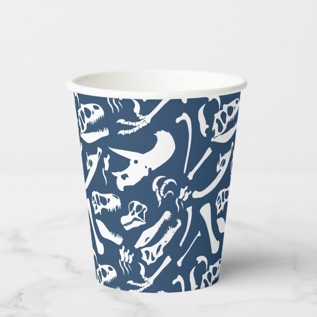 Dinosaur Bones (Blue) Paper Cup (Front)