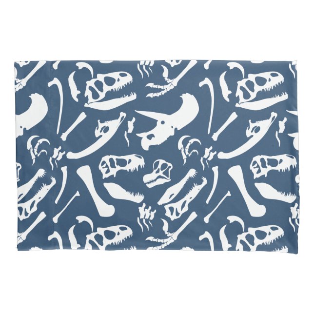 Dinosaur Bones (Blue) Pillowcase (Front)
