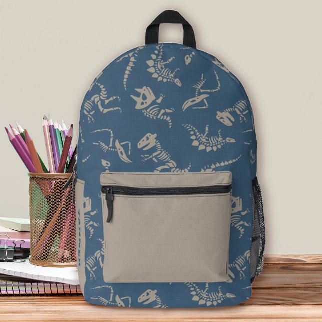Dinosaur Bones Boys School Printed Backpack (A fun dinosaur fossil bones backpack. Great for back to school.)