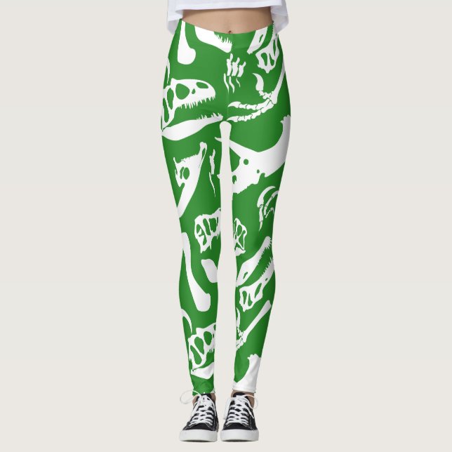 Dinosaur Bones (Green) Leggings (Front)