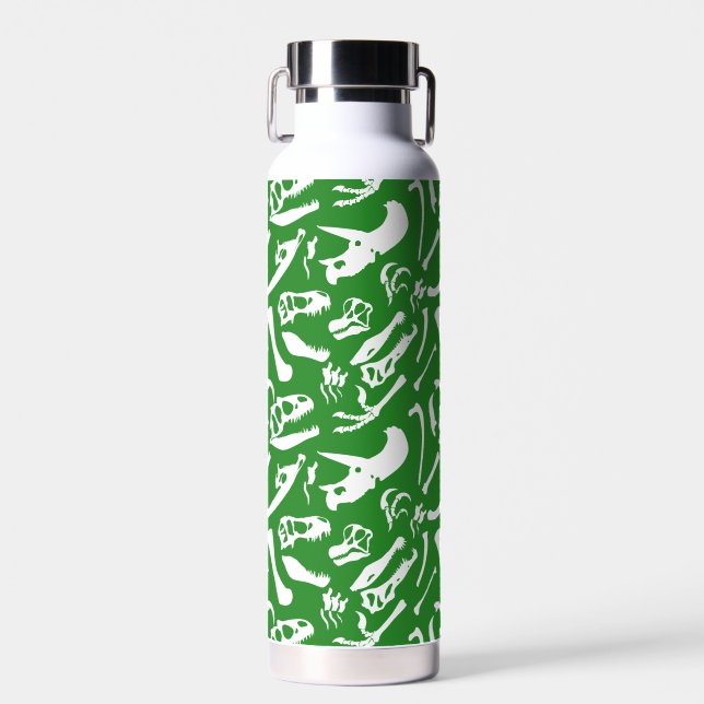 Dinosaur Bones (Green) Water Bottle (Front)