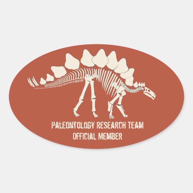 Dinosaur Bones Paleontology Customisable Badge Oval Sticker (Front)