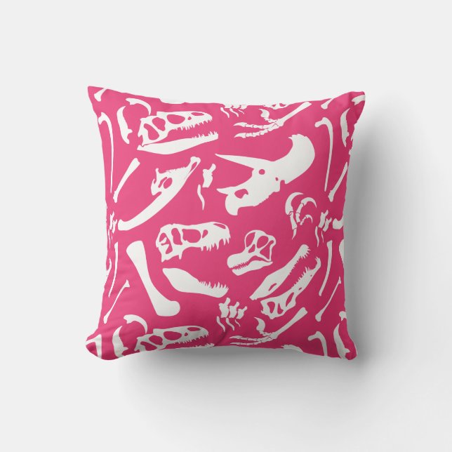 Dinosaur Bones (Pink) Cushion (Front)
