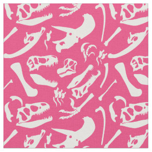 Dinosaur Bones (Pink) Fabric