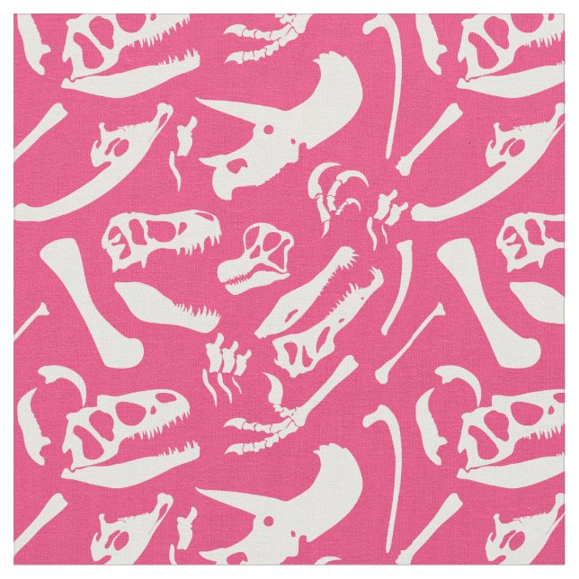Dinosaur Bones (Pink) Fabric (Close Up)