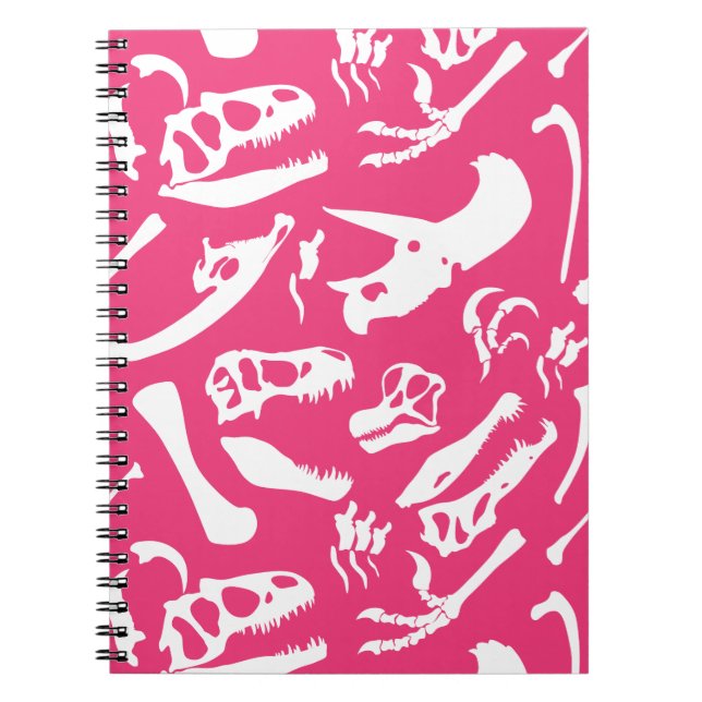 Dinosaur Bones (Pink) Spiral Notebook (Front)