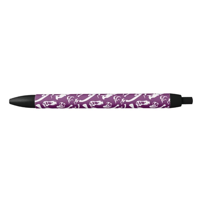 Dinosaur Bones (Purple) Black Ink Pen (Front)