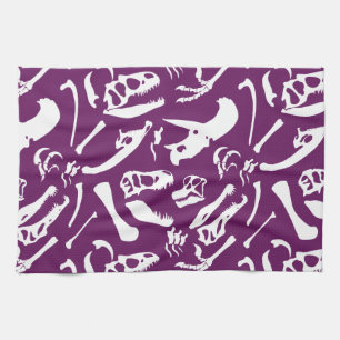 Dinosaur Bones (Purple) Tea Towel