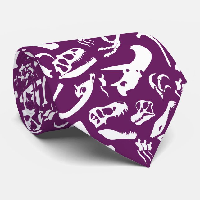 Dinosaur Bones (Purple) Tie (Rolled)